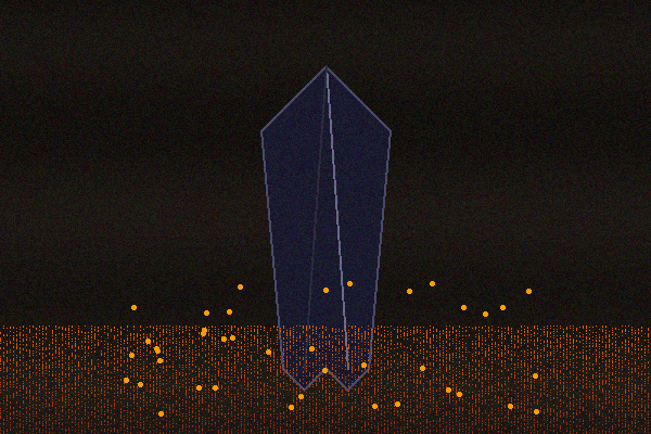 Prismatic obsidian blade with fire background